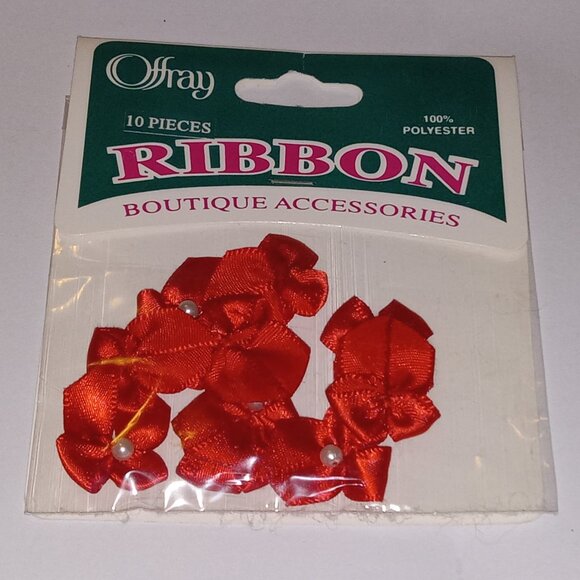 🎯 Vintage Offray Mini Red Bows for Crafting, 10 Pcs. Ribbon Polyester Bows - Picture 1 of 11